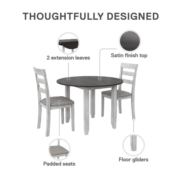 Elegant wooden dining set with drop feature -  Oyster
