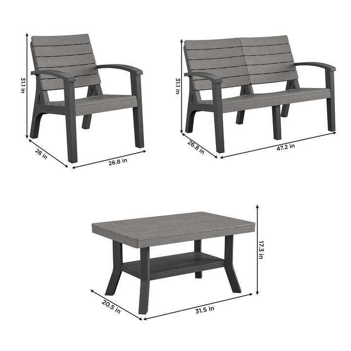 4 Piece Resin Conversation Set - Graphite Grey