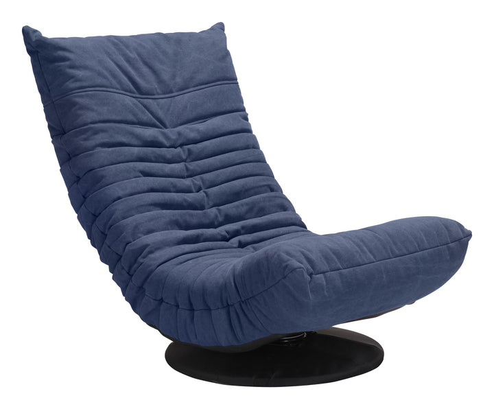 Swivel chair with plush tufted upholstery by Glover -  Blue