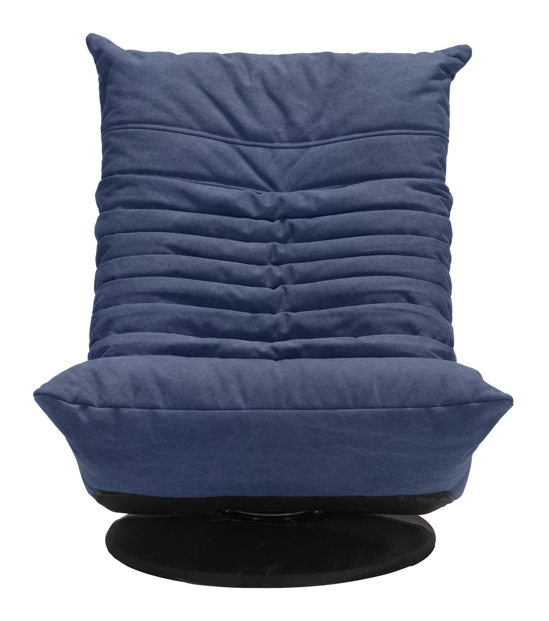 Glover Tufted Upholstered Low Swivel Chair  -  Blue