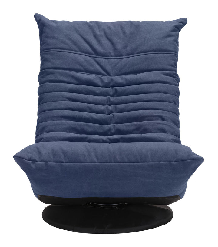 Glover Tufted Upholstered Low Swivel Chair  -  Blue