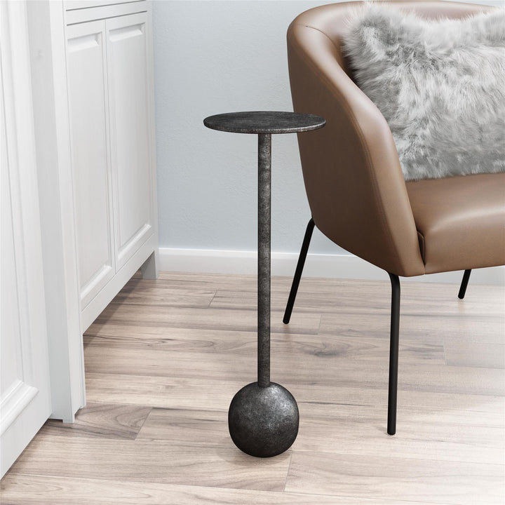 Ezrah's round side table with antique finish -  N/A