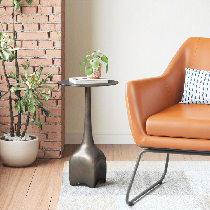 Chace modern round side table -  Charcoal