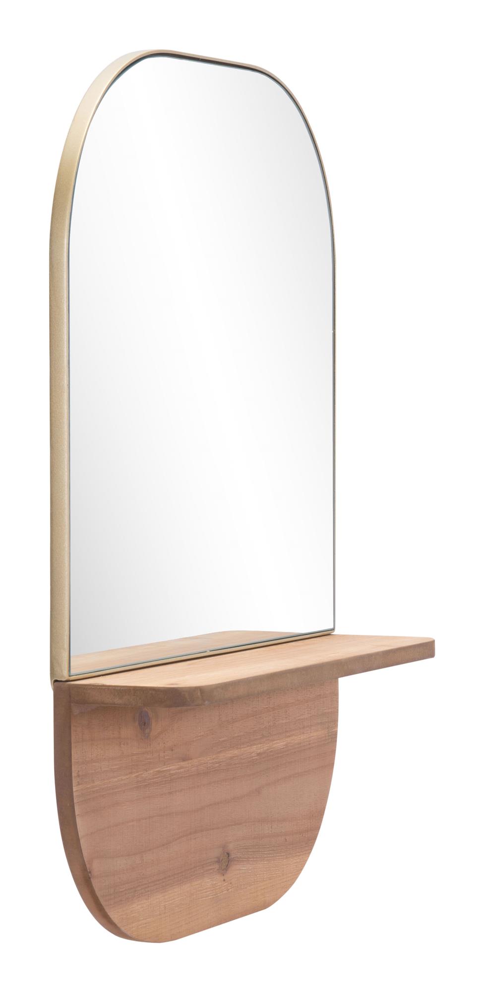 Wall hanging Leah mirror with storage shelf -  N/A