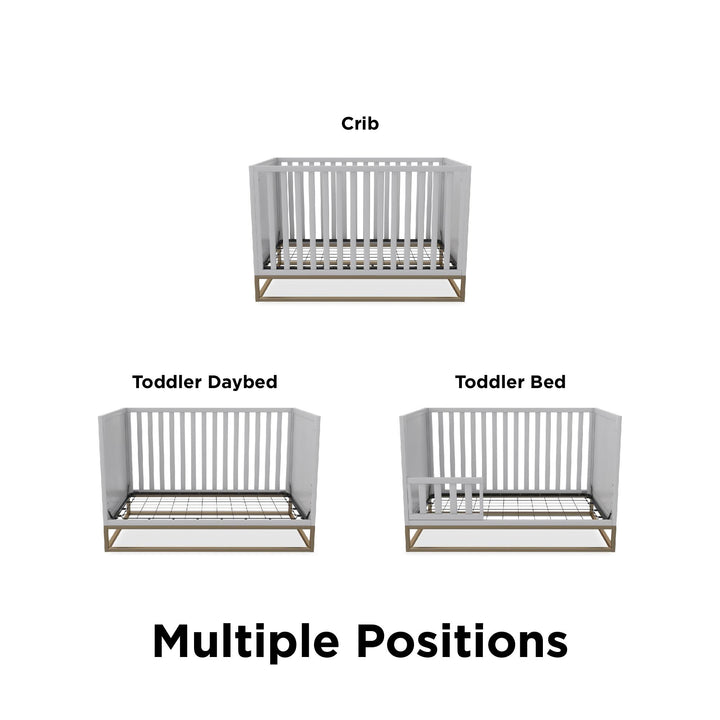 Haven 3 in 1 Wood Crib with Metal Base - Dove Gray