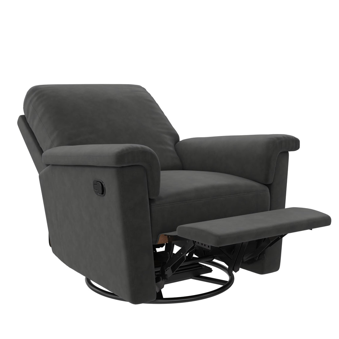 Baby Relax Terrin Swivel Glider Recliner, Distressed Charcoal - Distressed Charcoal Black