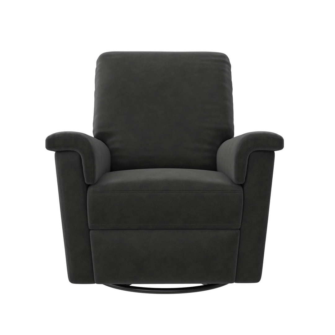 Baby Relax Terrin Swivel Glider Recliner, Distressed Charcoal - Distressed Charcoal Black