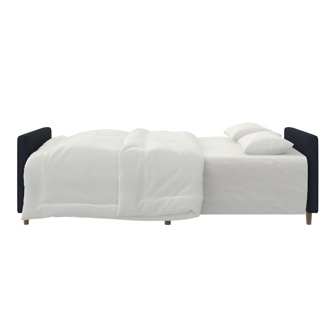 Upholstered Coil Futon for Comfort -  Navy Linen