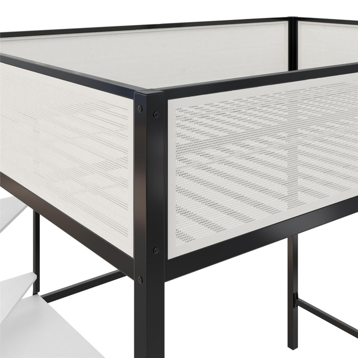 Axel Loft Bed with Desk & Shelves - White/Black - Full