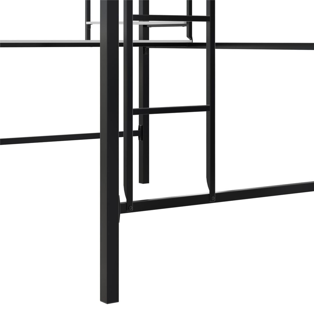 Axel Loft Bed with Desk & Shelves - White/Black - Full