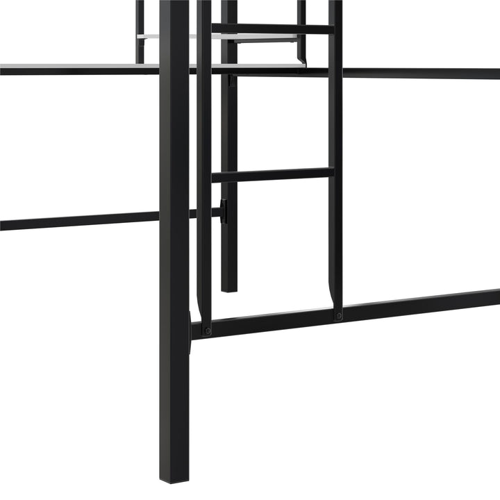 Axel Loft Bed with Desk & Shelves - White/Black - Full