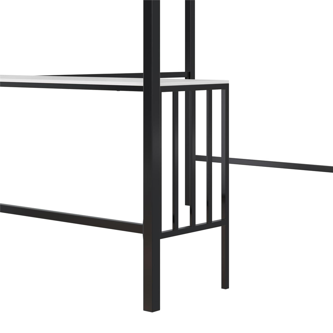 Axel Loft Bed with Desk & Shelves - White/Black - Full