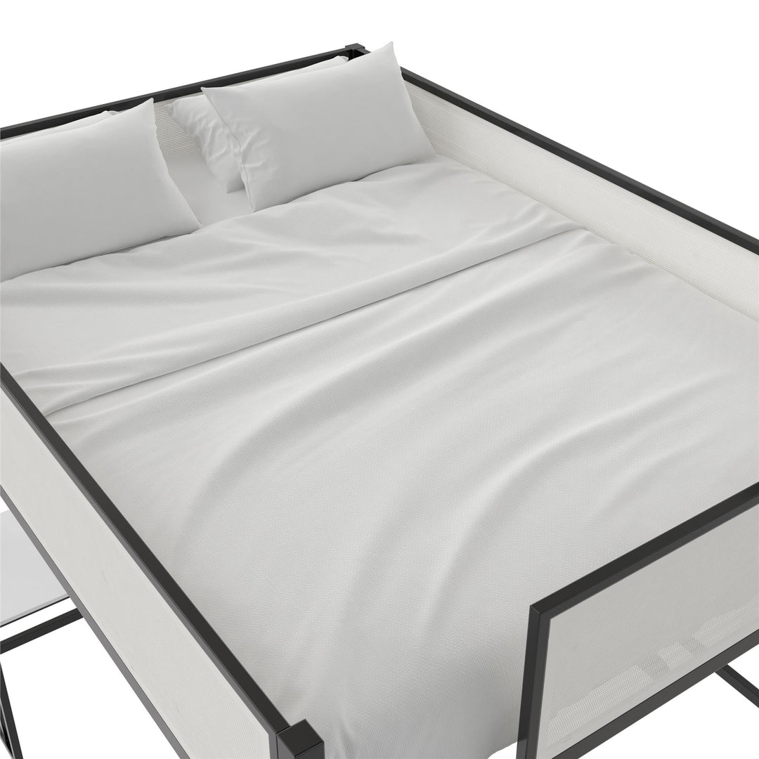 Axel Loft Bed with Desk & Shelves - White/Black - Full