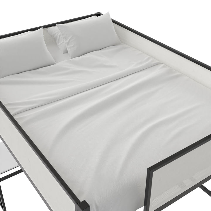 Axel Loft Bed with Desk & Shelves - White/Black - Full