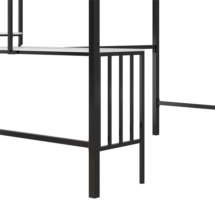 Axel Loft Bed with Desk & Shelves - White/Black - Twin