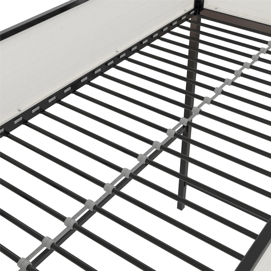 Axel Loft Bed with Desk & Shelves - White/Black - Twin