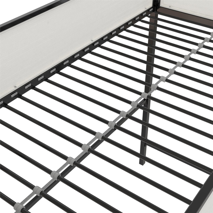 Axel Loft Bed with Desk & Shelves - White/Black - Twin