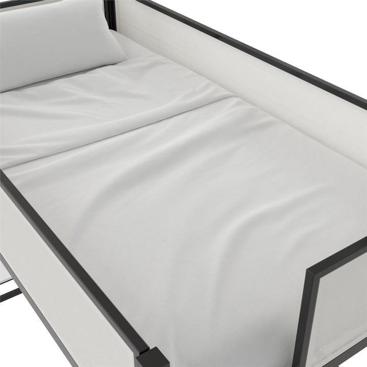 Axel Loft Bed with Desk & Shelves - White/Black - Twin