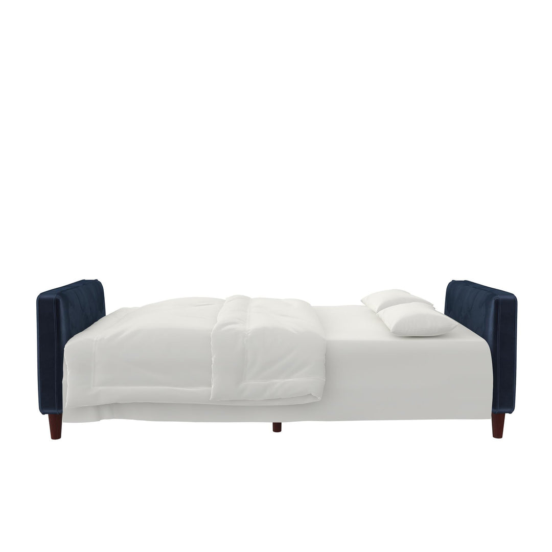Pin Tufted Futon with Button Tufting -  Blue Velvet