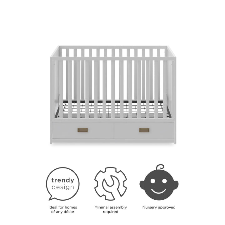 Convertible Crib with Wood Storage -  White