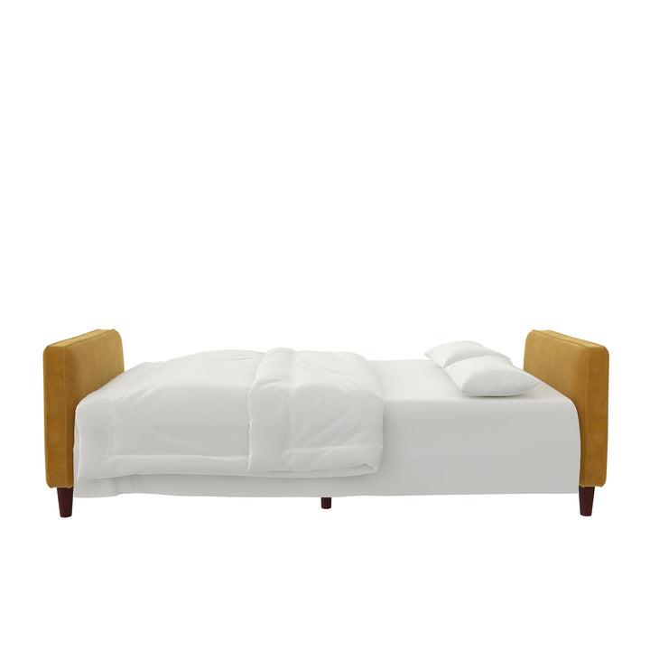 Vertical Stitching and Button Tufting Futon -  Mustard