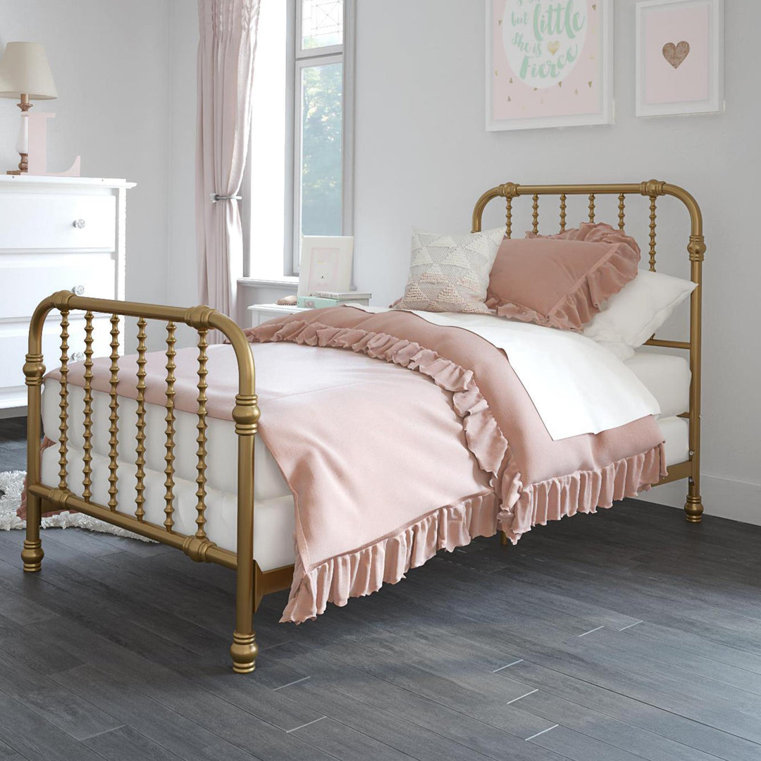 Monarch Hill Wren Metal Bed with Curved Scrollwork Design - Gold - Twin