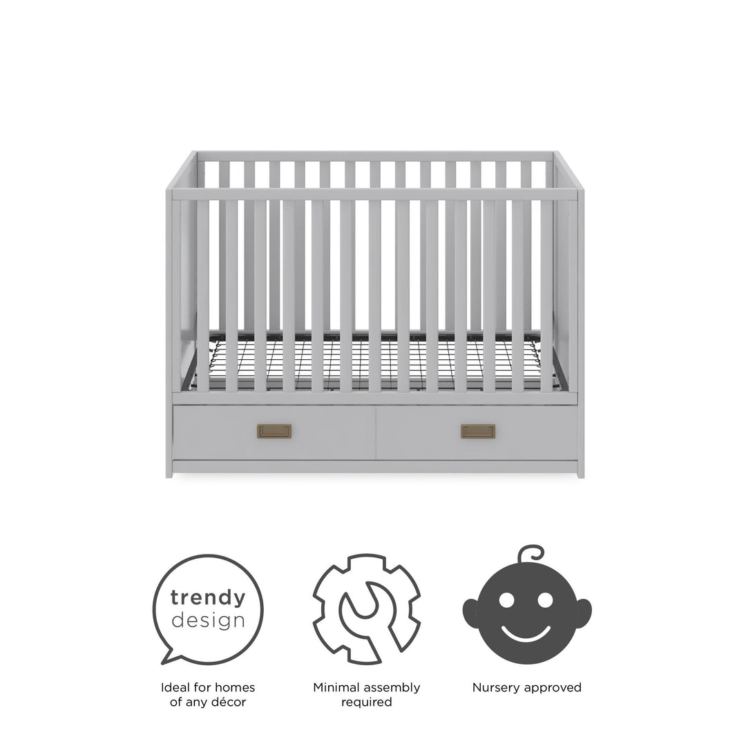 Convertible Crib with Wood Storage -  Dove Gray