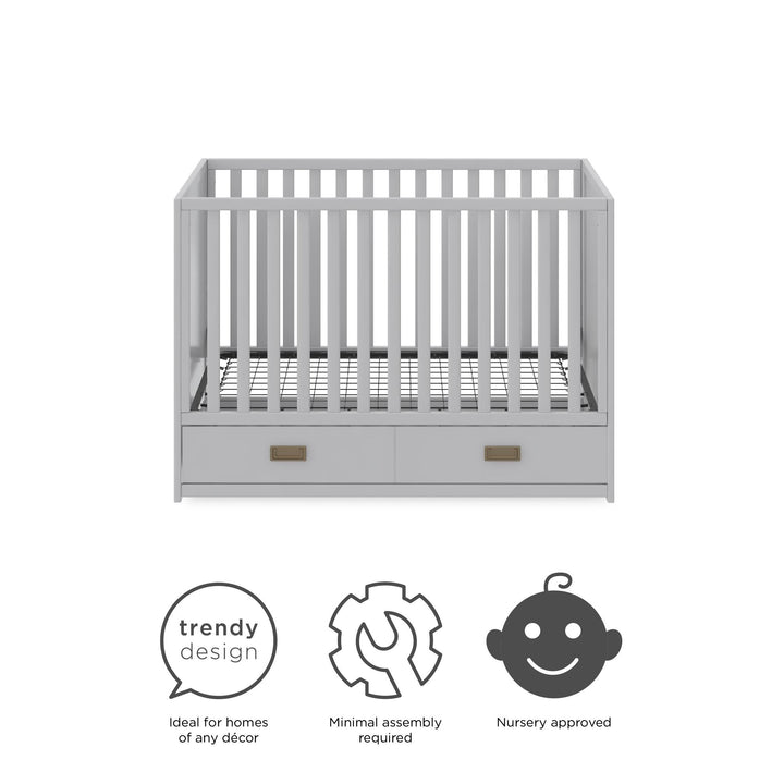 Convertible Crib with Wood Storage -  Dove Gray