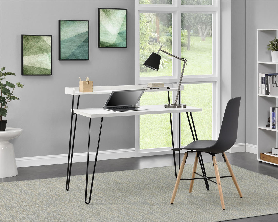 Haven Retro Desk with Riser - White/Black