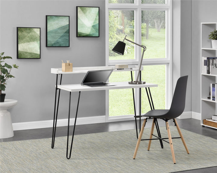 Haven Retro Desk with Riser - White/Black