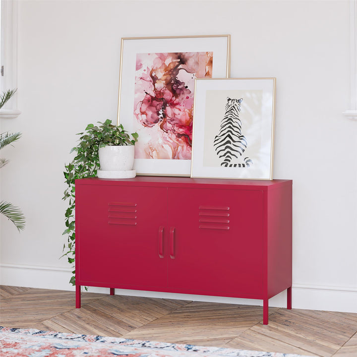 Cache 2 Door Metal Locker Accent Cabinet - Magenta