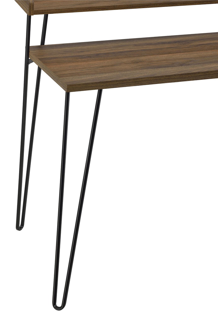 Haven Retro Computer Desk with Riser, Distressed Gray Oak - Florence Walnut