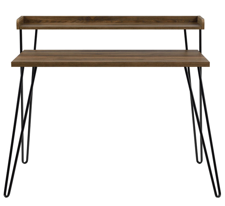 Haven Retro Computer Desk with Riser, Distressed Gray Oak - Florence Walnut