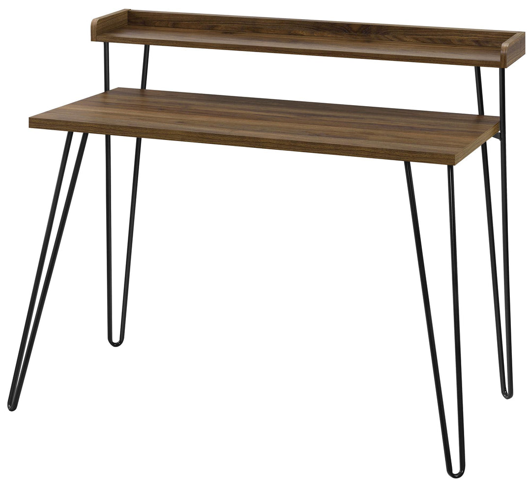 Haven Retro Computer Desk with Riser, Distressed Gray Oak - Florence Walnut
