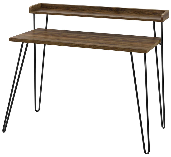 Haven Retro Computer Desk with Riser, Distressed Gray Oak - Florence Walnut