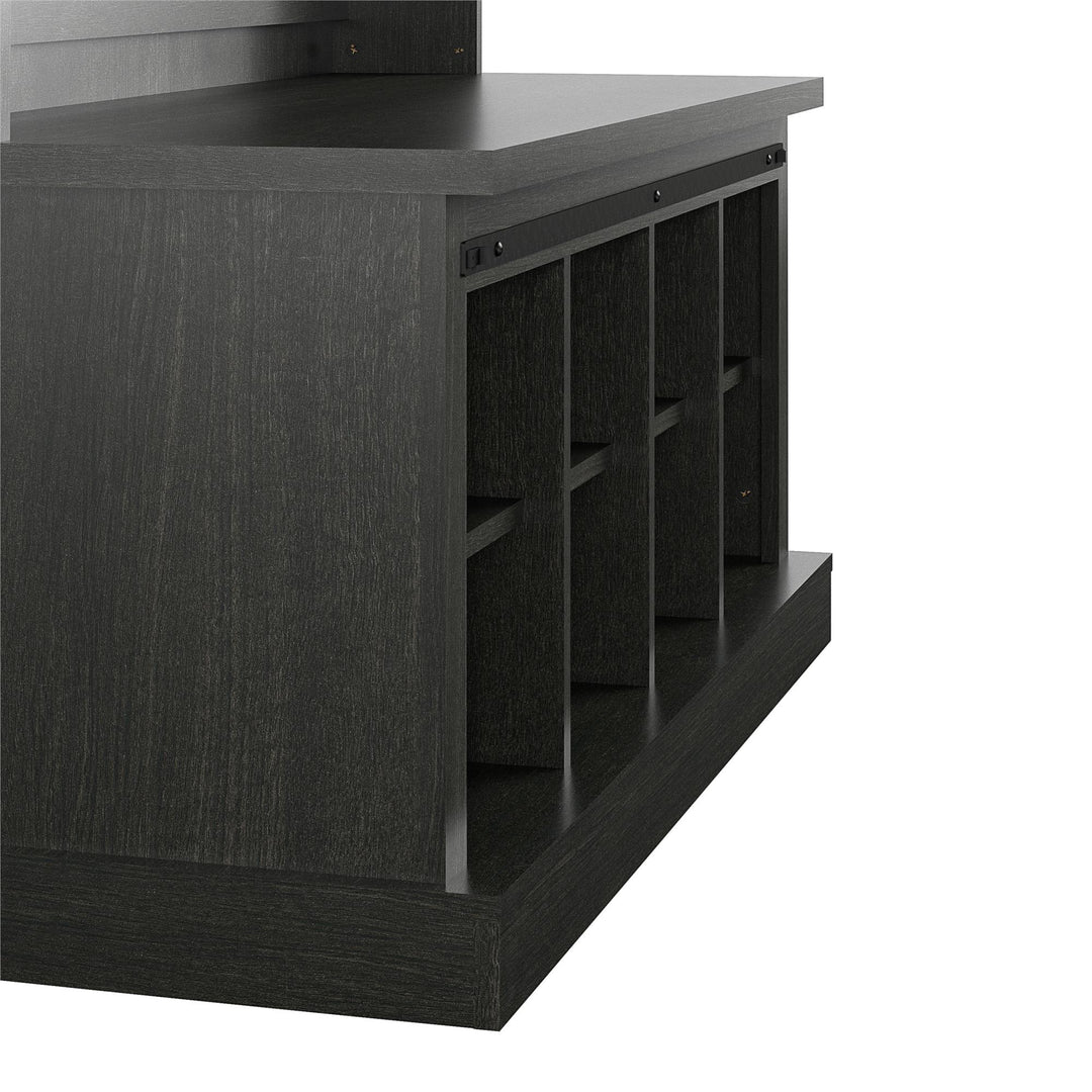 Knox County Entryway Bench Hall Tree with Coat Hooks and Shoe Storage - Black Oak