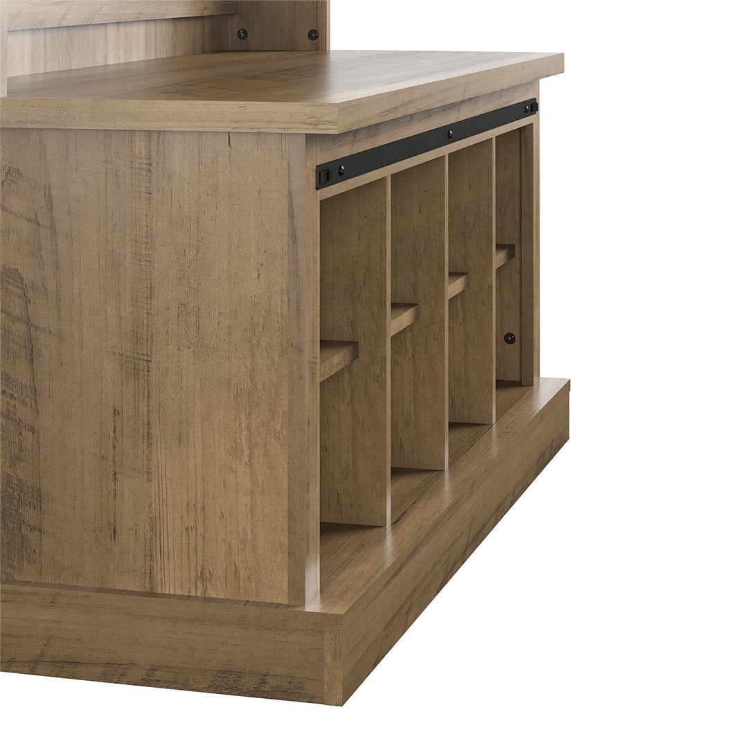 Knox County Entryway Bench Hall Tree with Coat Hooks and Shoe Storage - Rustic Oak
