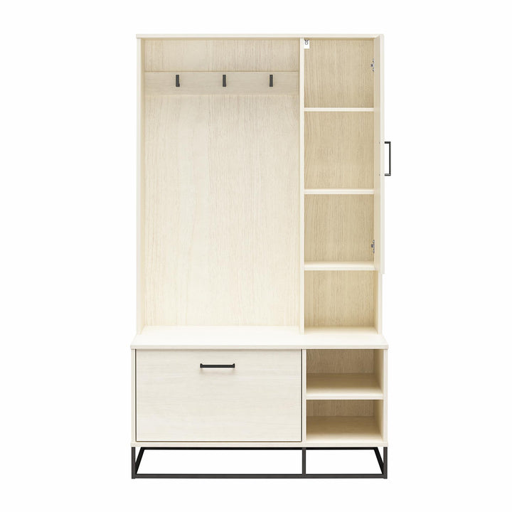 Kelly Hall Tree with Bench and Shoe Storage - Ivory Oak