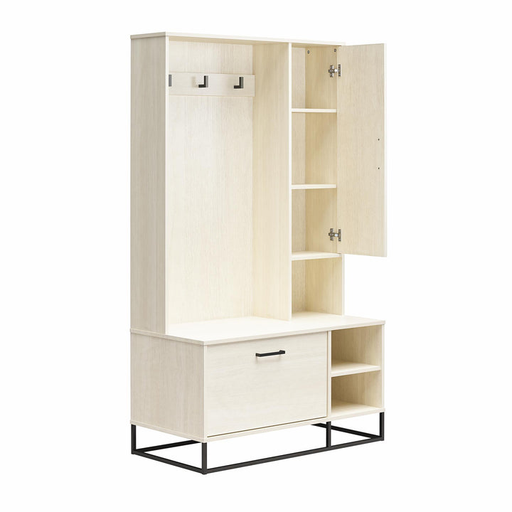 Kelly Hall Tree with Bench and Shoe Storage - Ivory Oak