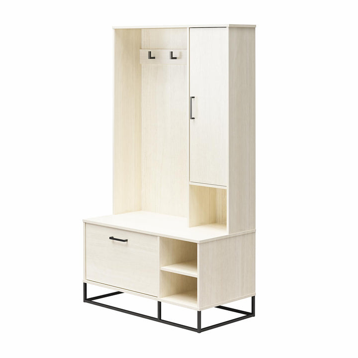 Kelly Hall Tree with Bench and Shoe Storage - Ivory Oak