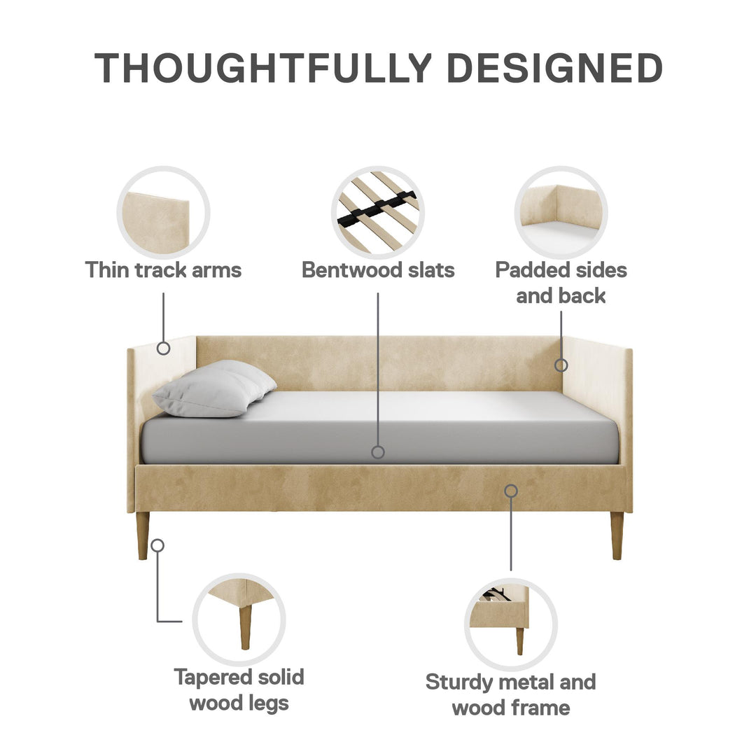 Franklin Mid Century Upholstered Daybed Contemporary Design - Tan - Full