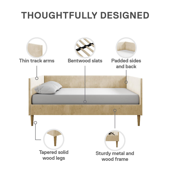 Franklin Mid Century Upholstered Daybed Contemporary Design - Tan - Full