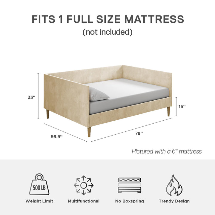 Franklin Mid Century Upholstered Daybed Contemporary Design - Tan - Full