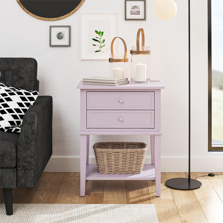 Franklin Accent Table with 2 Drawers and Lower Shelf - Lavender