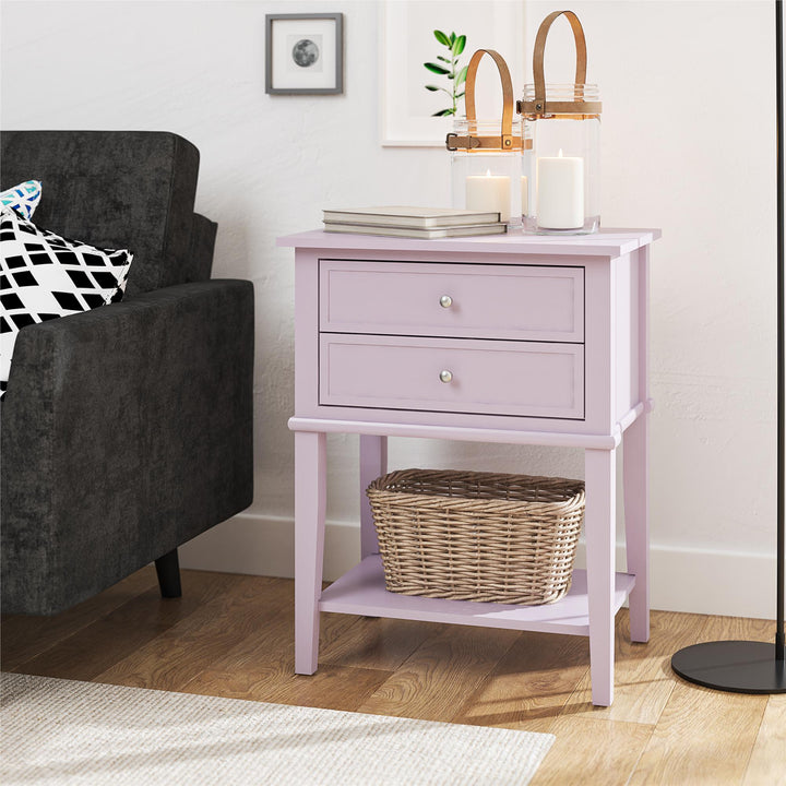 Franklin Accent Table with 2 Drawers and Lower Shelf - Lavender
