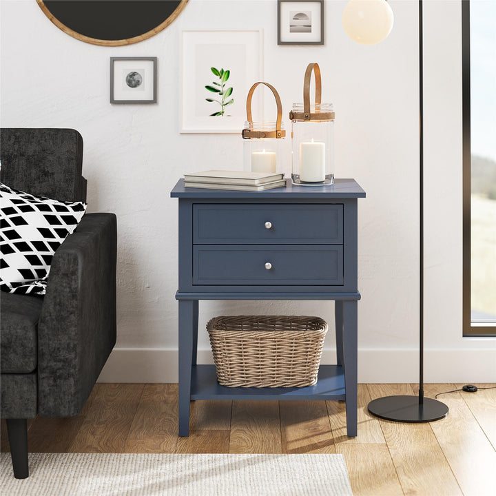 Franklin Accent Table with 2 Drawers and Lower Shelf - Stone Blue 