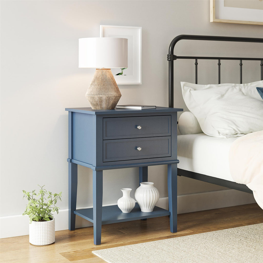 Franklin Accent Table with 2 Drawers and Lower Shelf - Stone Blue 