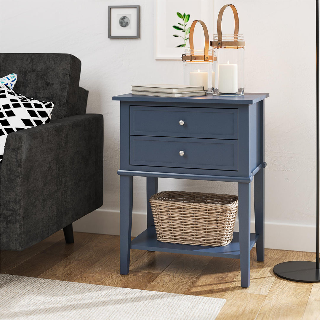 Franklin Accent Table with 2 Drawers and Lower Shelf - Stone Blue 