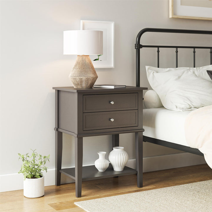 Franklin Accent Table with 2 Drawers and Lower Shelf - Graphite