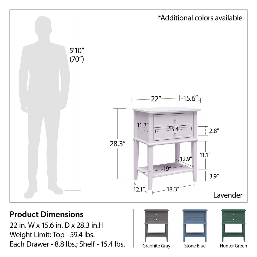 Franklin Accent Table with 2 Drawers and Lower Shelf - Hunter Green